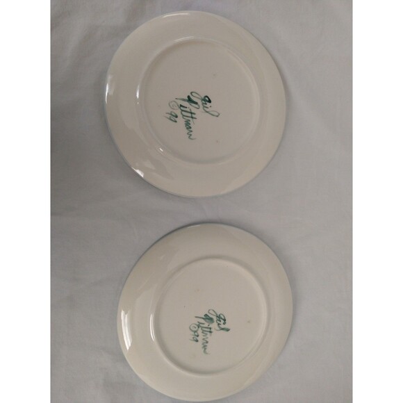 Set Of 2 Gail Pittman 7 1/2" Garden View Salad Dessert Plates Hand Painted 1999 - Picture 2 of 16